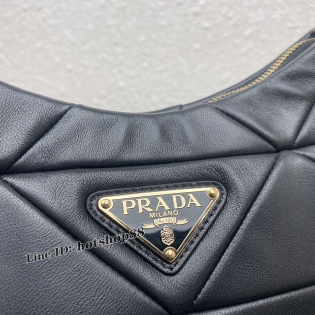 Prada專櫃新款升級版三合一女包 1BC151 普拉達小牛皮純手工菱形拼接鏈條肩背斜挎包 csp1511